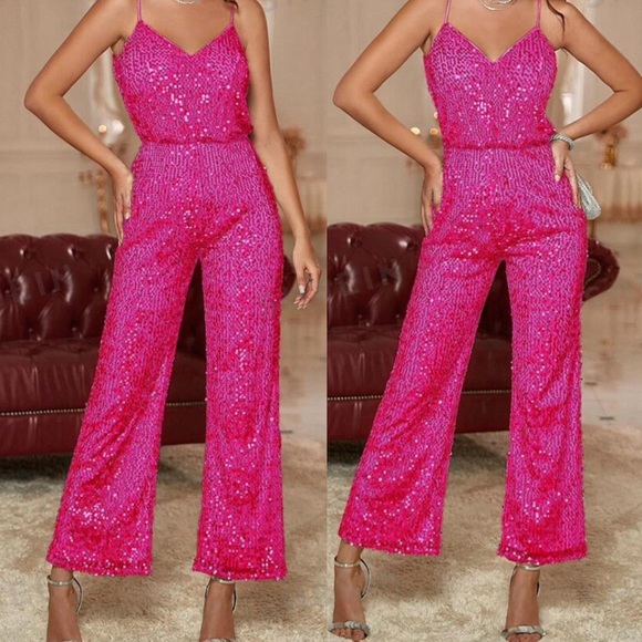 Luxe black sequins cami jumpsuit - Picture 6 of 15